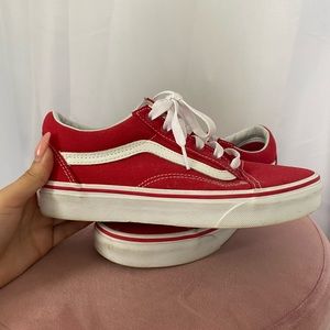 RED VANS SIZE W6 worn once! Old skool vans